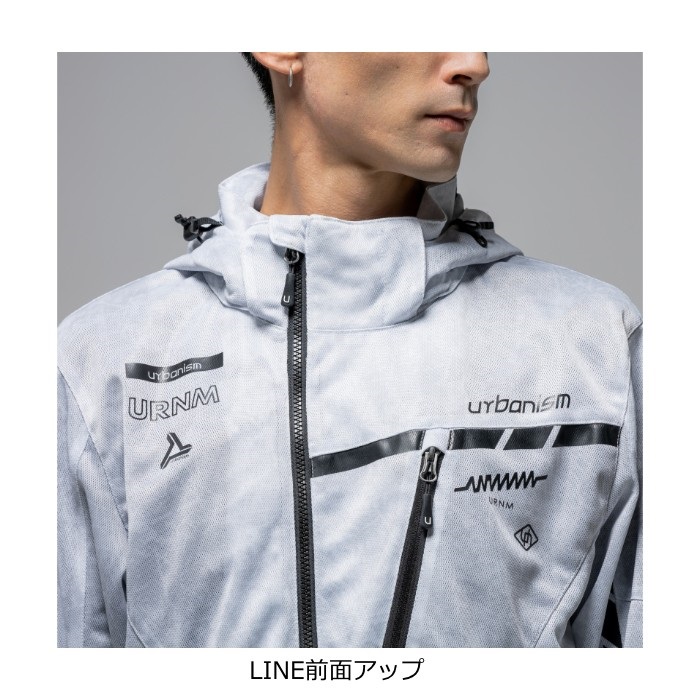 在庫限り】UNJ144 フードメッシュジャケット ICE CAMO/LINE BK