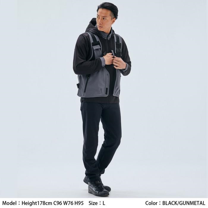 RSJ347 オーバーラップ メッシュパーカ BLACK/GUNMETAL