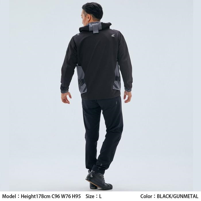 RSJ347 オーバーラップ メッシュパーカ BLACK/GUNMETAL