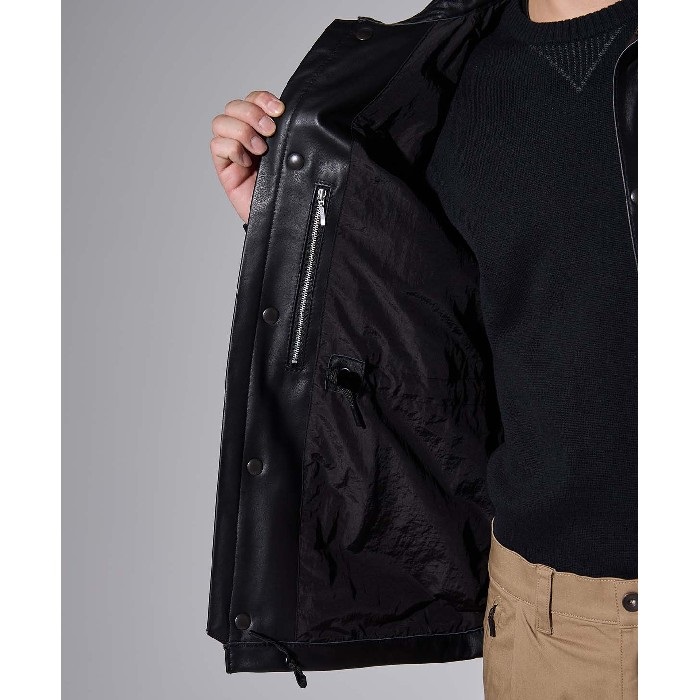 Theory 21ss フード付きレザージャケット 050ブラック 1660 LEATHER 