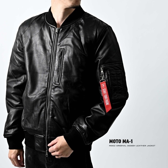 NO MASS PROD ブラック クロップドジャケット MOTO MA-1 JACKET BLACK RLWJ009｜レザージャケット｜の通販なら
