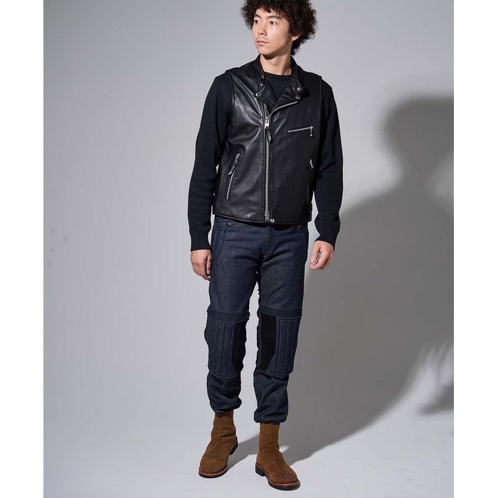 0525 LEATHER RIDERS VEST レザーライダースベスト ブラック｜レザー