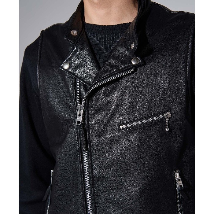 0525 LEATHER RIDERS VEST レザーライダースベスト ブラック｜レザー