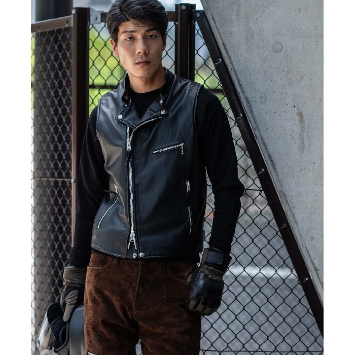 facetasm 16ss クラック加工　ライダースベスト　牛革 facetasm 16ss クラック加工 ライダースベスト 牛革 【公式通販】