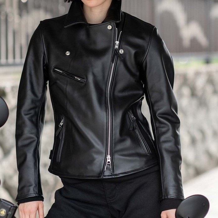 レディース 1659 BOREAS レザーダブルライダースジャケット ブラック