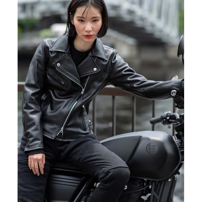 美品 23区 ノーカラー シープレザー ライダースジャケット ブラック 38 本革】ノーカラーシープレザージャケット / Tiaclasse L