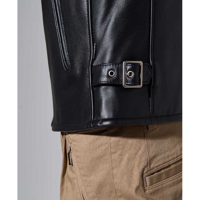 MIX 黒 レザージャケット ジップ クロップド レザー ジャケット | Maison Kitsuné