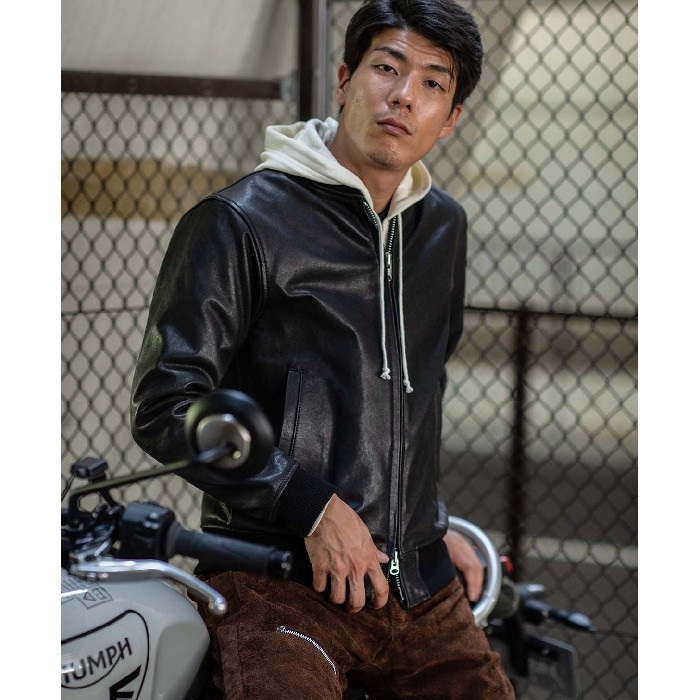 レザージャケット レザージャケット バイカー 光沢あり ブラックorブルー メンズ