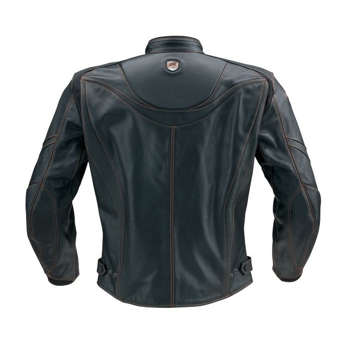 HSL516DN ST-X LEATHER〔MINERVA D3O〕 BLACK/ORANGE STITCH(CREST