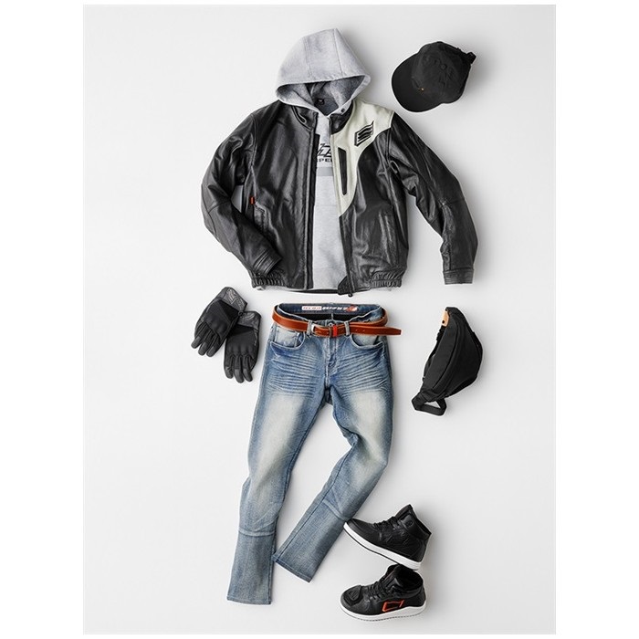 HALB レザージャケット HSL524D ST-X LEATHER〔HALBERD D3O〕 IVORY/BLACK｜レザージャケット