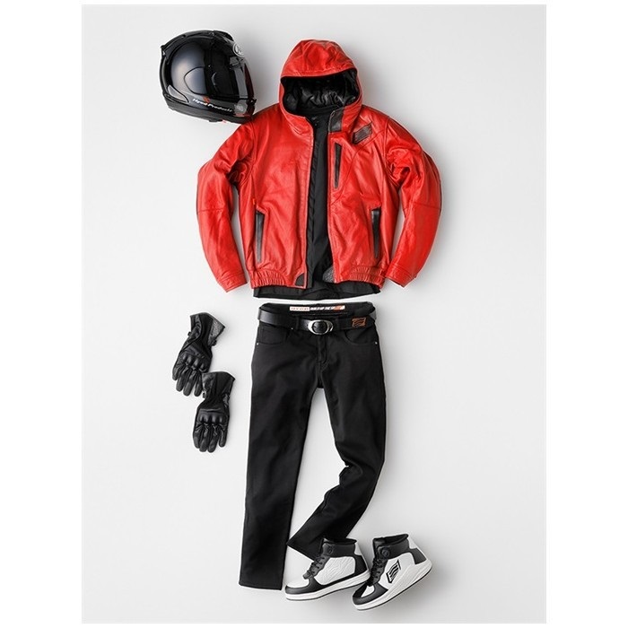 HSL525D ST-X LEATHER〔BARREL D3O〕 RED/BLACK｜レザージャケット｜の