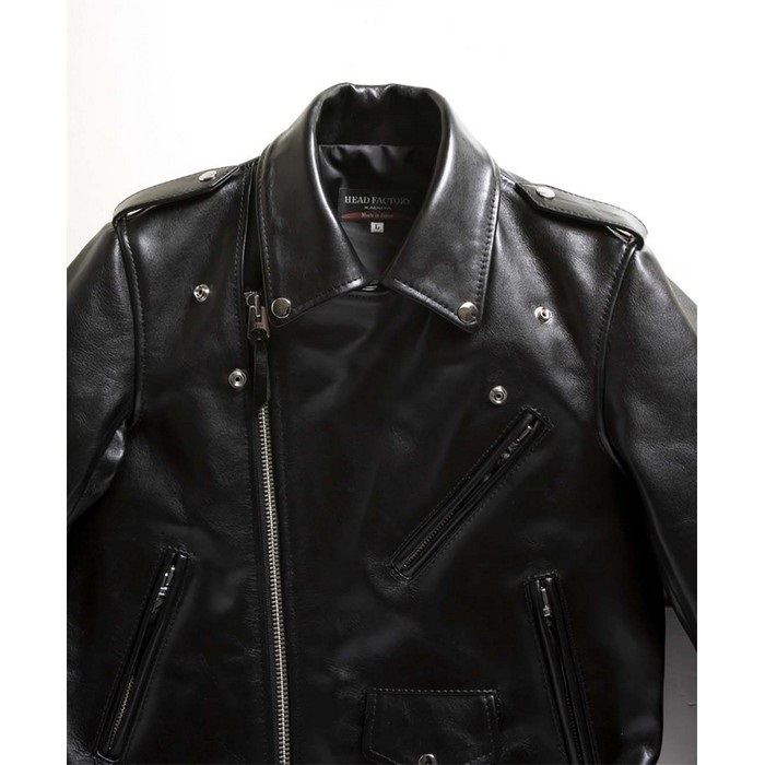 0702 HF/AW-1VS レザーダブルライダースジャケット ブラック｜レザー