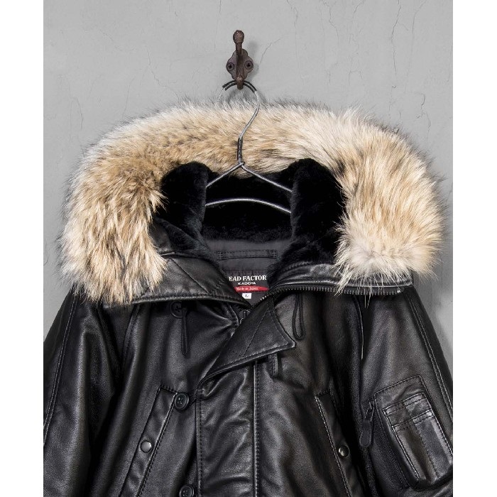 1054 HF N-3B LEATHER ウインタージャケット ブラック/ホワイト