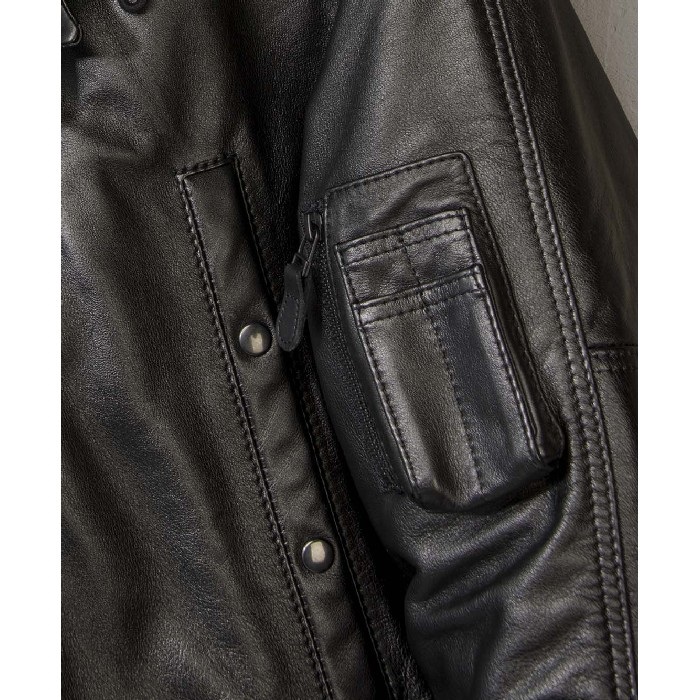 1054 HF N-3B LEATHER ウインタージャケット ブラック/ホワイト