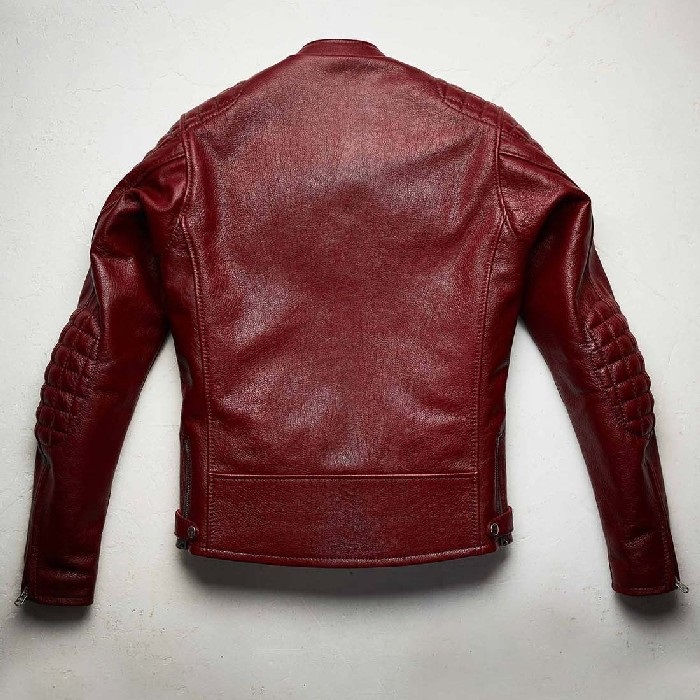 0818 SPEED TWIN MODEL-0 レザーダブルライダースジャケット レッド