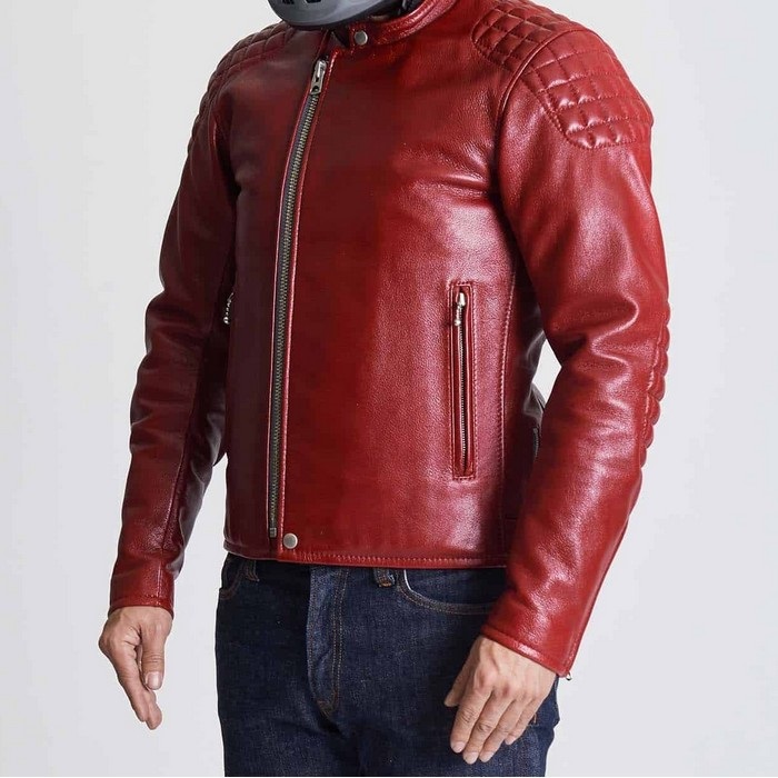 0818 SPEED TWIN MODEL-0 レザーダブルライダースジャケット レッド
