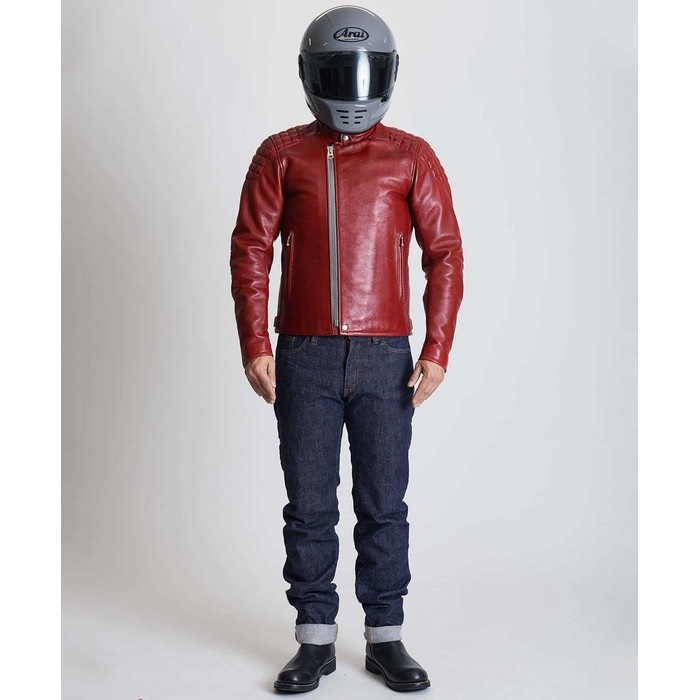 0818 SPEED TWIN MODEL-0 レザーダブルライダースジャケット レッド
