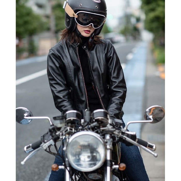 レディース 1192 KL-S4 レザーシングルライダースジャケット ブラック