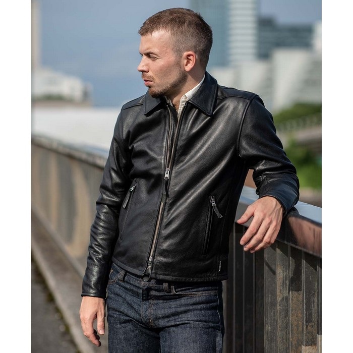 1195 STREAM LINER レザーシングルライダースジャケット ブラック