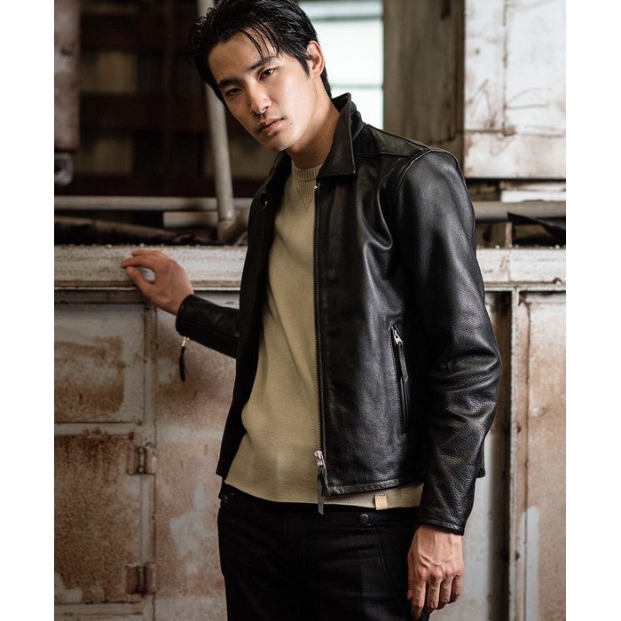 1195 STREAM LINER レザーシングルライダースジャケット ブラック