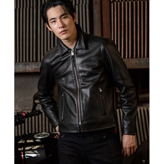 1195 STREAM LINER レザーシングルライダースジャケット ブラック
