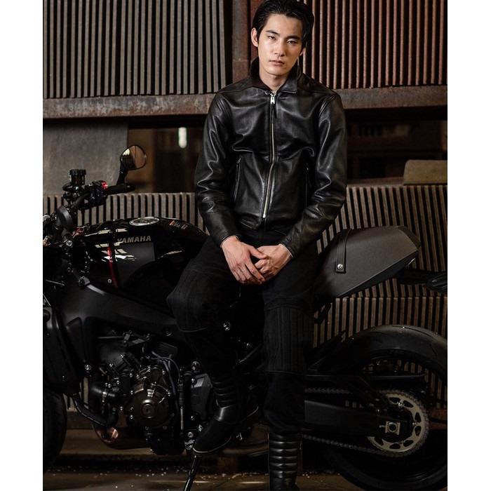 1195 STREAM LINER レザーシングルライダースジャケット ブラック
