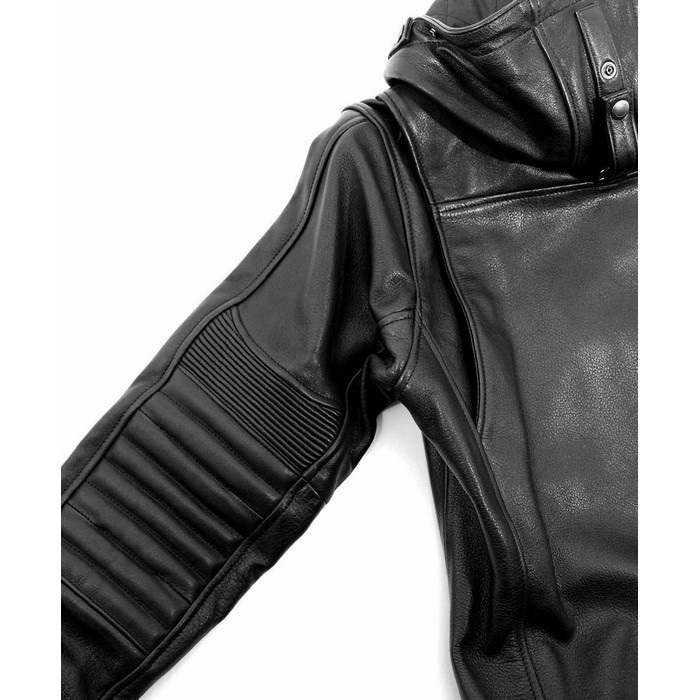 1184 MR-LOADED フーデッドレザーライダースジャケット ブラック