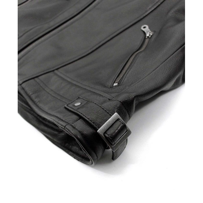 1184 MR-LOADED フーデッドレザーライダースジャケット ブラック