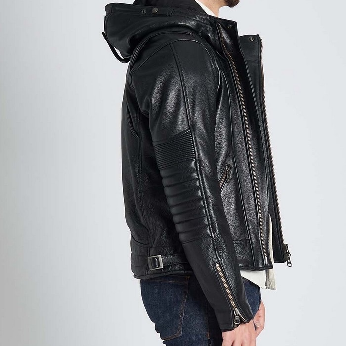 1184 MR-LOADED フーデッドレザーライダースジャケット ブラック