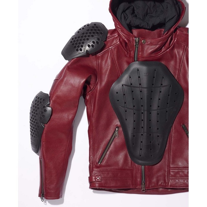 1184 MR-LOADED フーデッドレザーライダースジャケット ワイン｜レザー