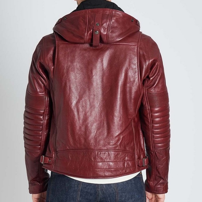 1184 MR-LOADED フーデッドレザーライダースジャケット ワイン｜レザー