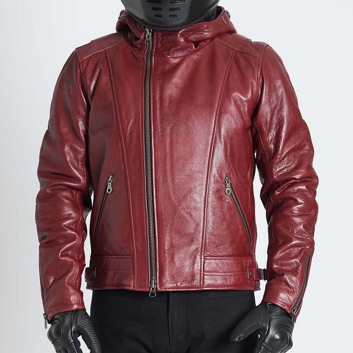 1184 MR-LOADED フーデッドレザーライダースジャケット ワイン
