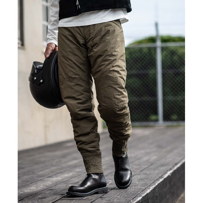 JULIUS カーキ ナイロンツイルライダースパンツ 6272 RIDERS FLIGHT-PANTS ナイロンパンツ カーキ｜ウィンターパンツ