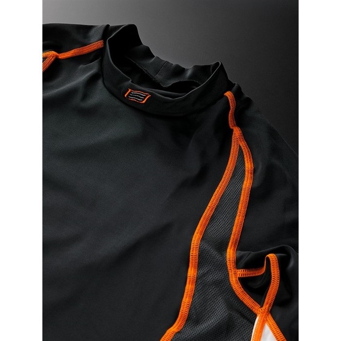 HRU001 BOOST UNDER SHIRTS(LONG) BLACK/ORANGE｜上半身インナーウェア