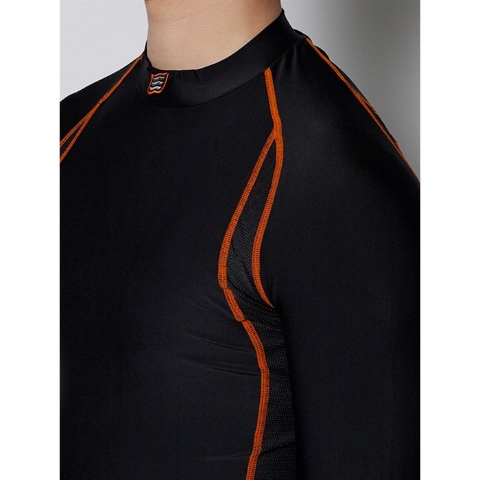 HRU001 BOOST UNDER SHIRTS(LONG) BLACK/ORANGE｜上半身インナーウェア