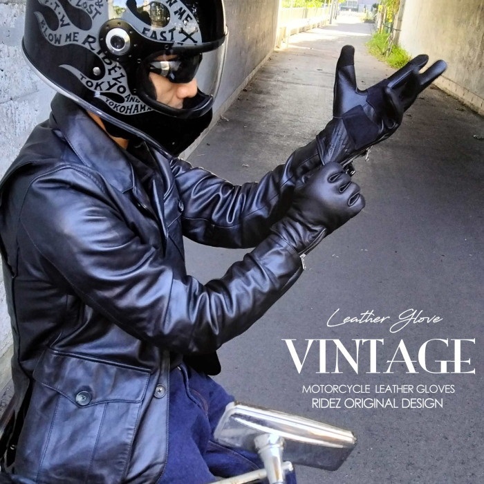 VINTAGE MOTO GLOVES BLACK RLG75｜レザーグローブ｜の通販なら