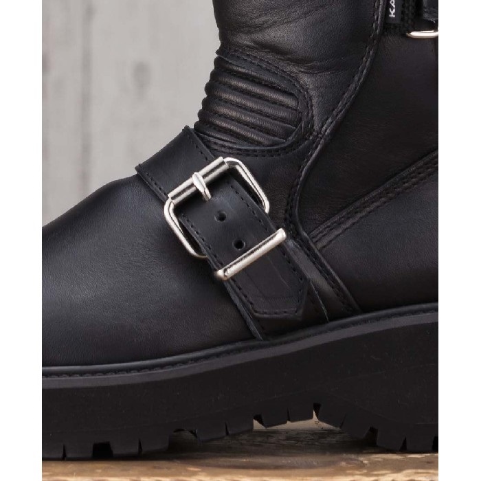 レディース 4316 BLACK ANKLE (A) アンクルレザーブーツ 厚底仕様