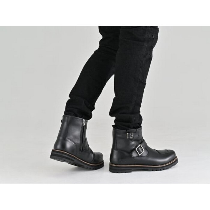 レザー ジッパー付き エンジニアブーツ 黒Harley-Davidson 本革 中古・古着通販】HARLEY-DAVIDSON (ハーレーダビッドソン) CHIPPEWA