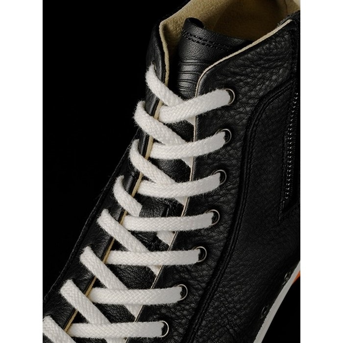 HYF002 HIGH-CUT RIDE SNEAKERS (レザースニーカー) BLACK/ORANGE