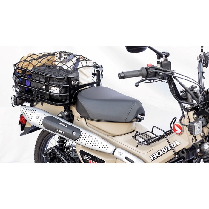 【カブ　カスタム】ホンダC50  セル付　前後タイヤ、バッテリー、キャリア新品❗️若林自転車　唐崎店　SALE❗️ リアキャリア ラック ブラック CT125 ハンターカブ (JA55/JA65