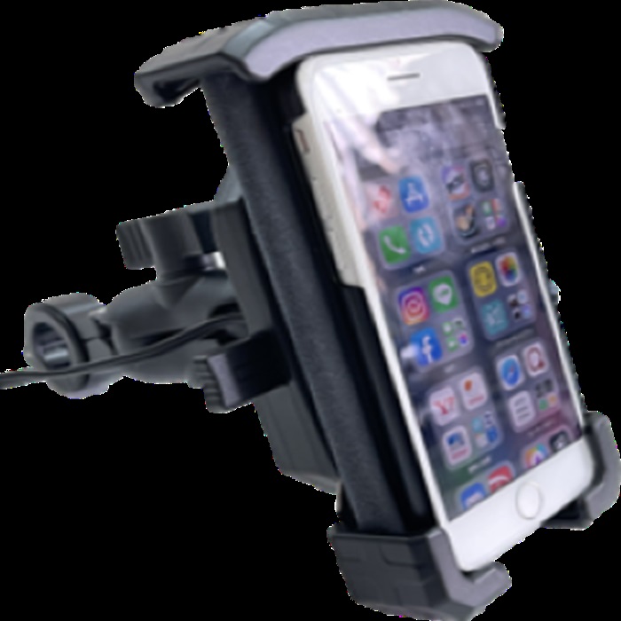 振動軽減ラバー付き 1PUSH式スマホホルダーTYPE-4・(Qi機能+QC3.0 対応