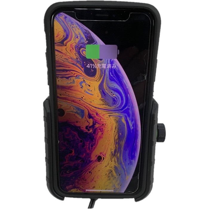 ワイヤレス充電スマホルダー 振動軽減ラバー付き BK｜スマホホルダー