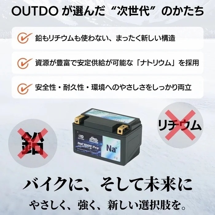 バイクバッテリー ナトリウムイオン NaCRX12 Pro 【YTX12-BS/FTX12-BS