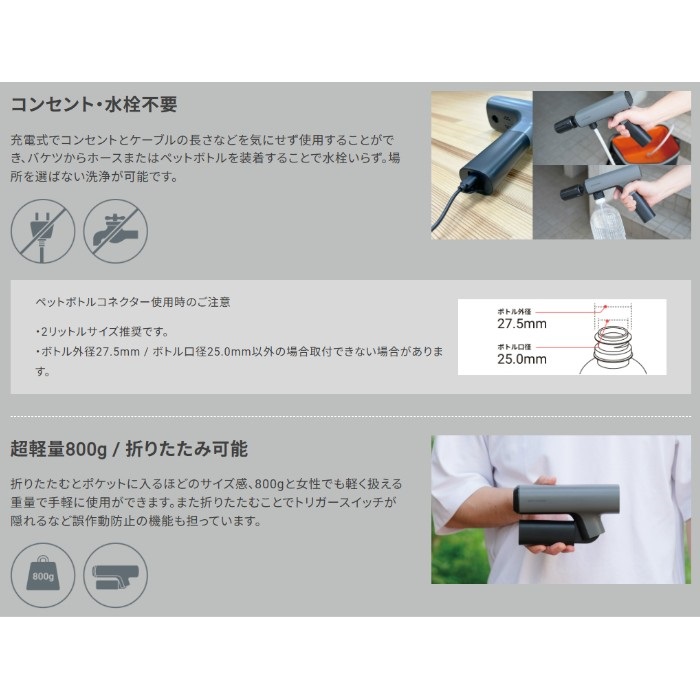 ポケッタブル高圧洗浄機 SWU-201(BK)｜ハンドツール・エアツール