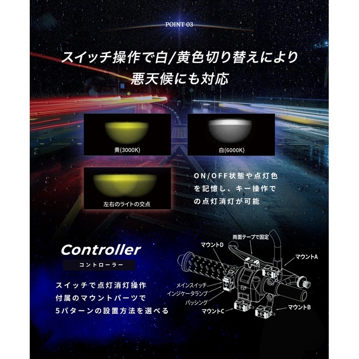 KDR-K11-W15 Cyber LED プロジェクター ライト 15Wx15W 車検対応｜LED