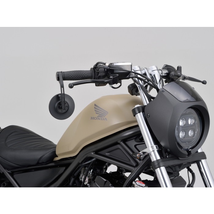 HIGHSIDER バーエンドミラー コネロ ロング マットブラック アダプター