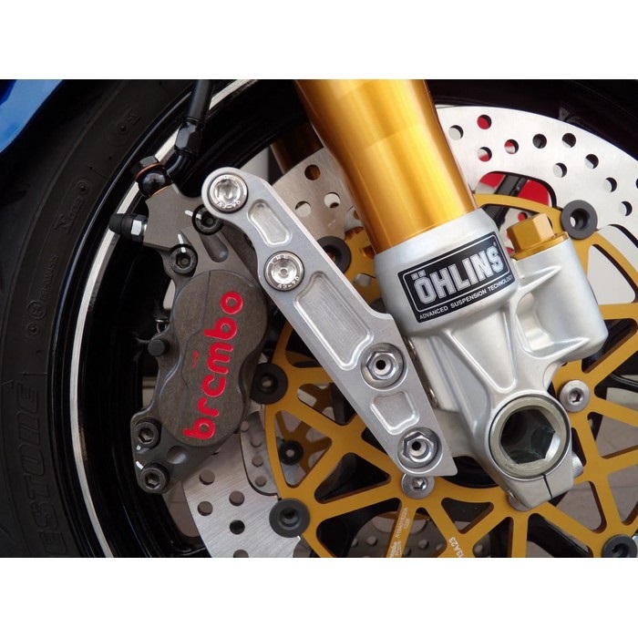 OHLINS 正立フロントフォーク用 ブレンボキャリパーサポート シルバー