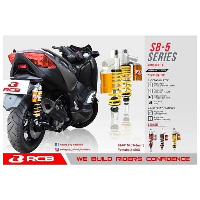 RCB 348-353mm リアショック減衰調整【XMAX250/300/PCX】SB-5【レッド