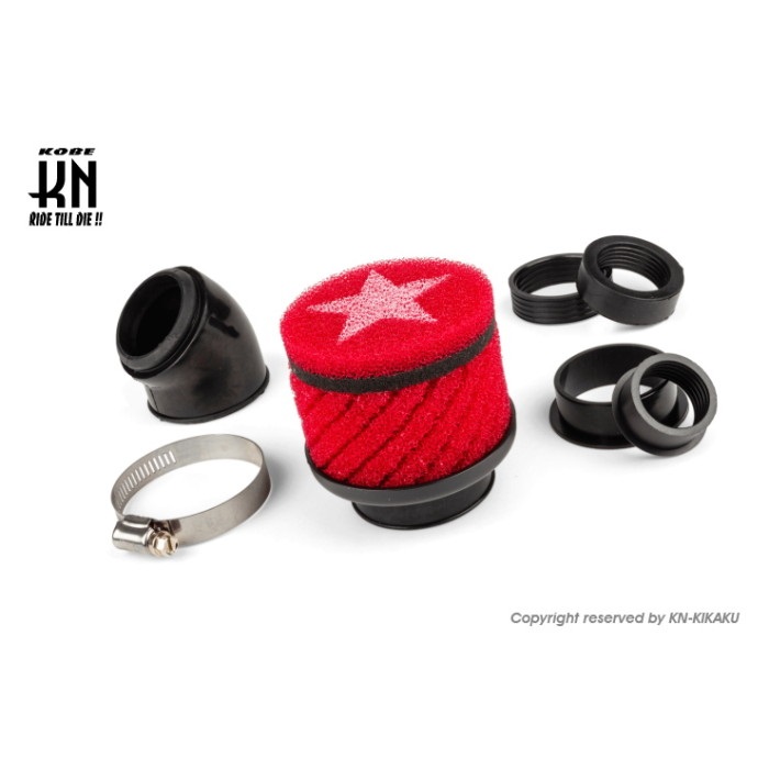 STAGE6 汎用エアフィルター大（レッド/ブラック） [シグナスX・BW'S125] SE44J SEA5J エアクリーナー ファンネル | KN企画 STAGE6 汎用エアフィルター大 赤 [55⁄49⁄45⁄42⁄35⁄28