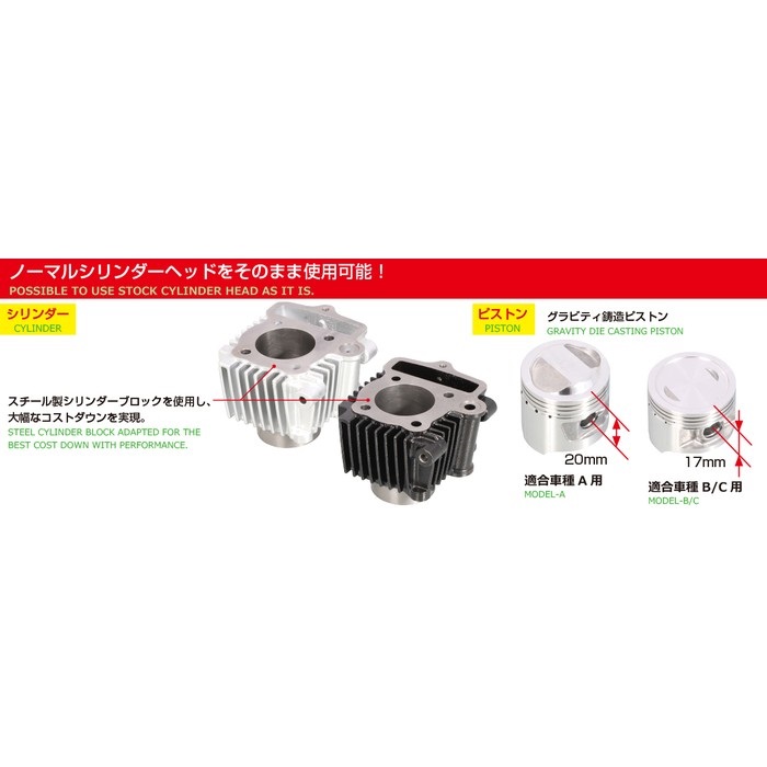 CLIP 車、バイク、自転車 XR50R ピストンキット LIGHT 75cc用 KITACO